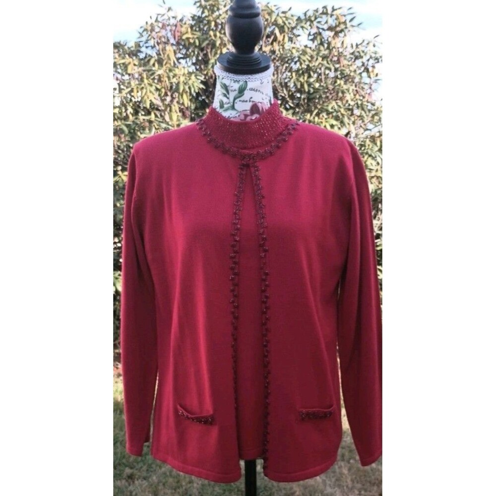 Vintage 90s Jenny 2pc Red Christmas Party Sweater Medium Teacher Professional